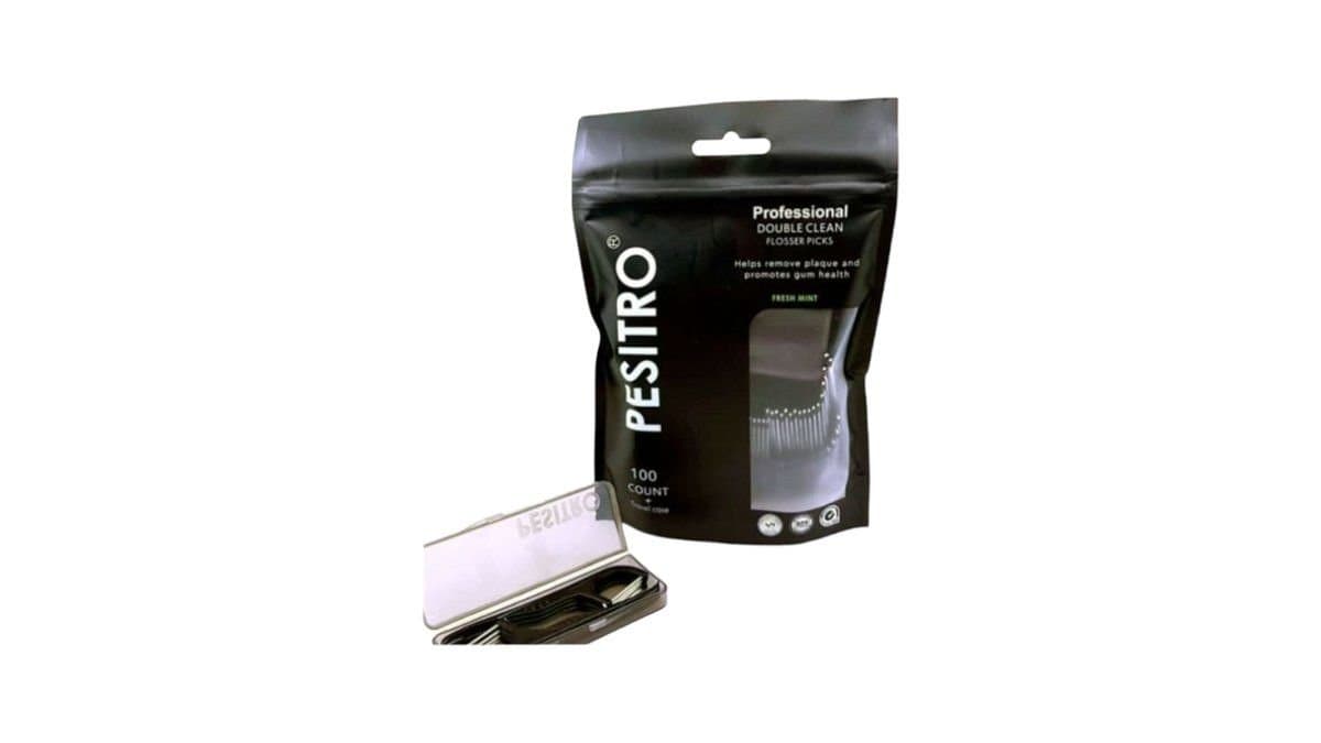 Pesitro - Professional Flossers Double Clean Fresh Mint 100pcs (+Travel Case)