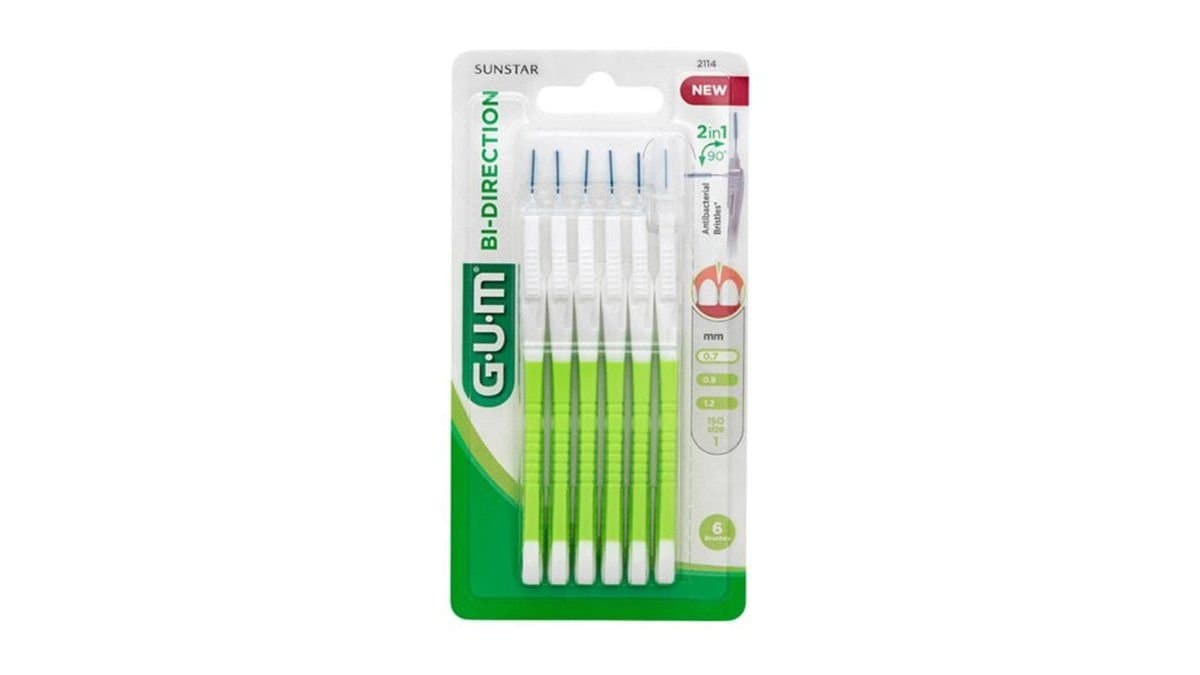 Gum Bi-Directional  0.7mm 6pcs Interdental Brushes Green 2114