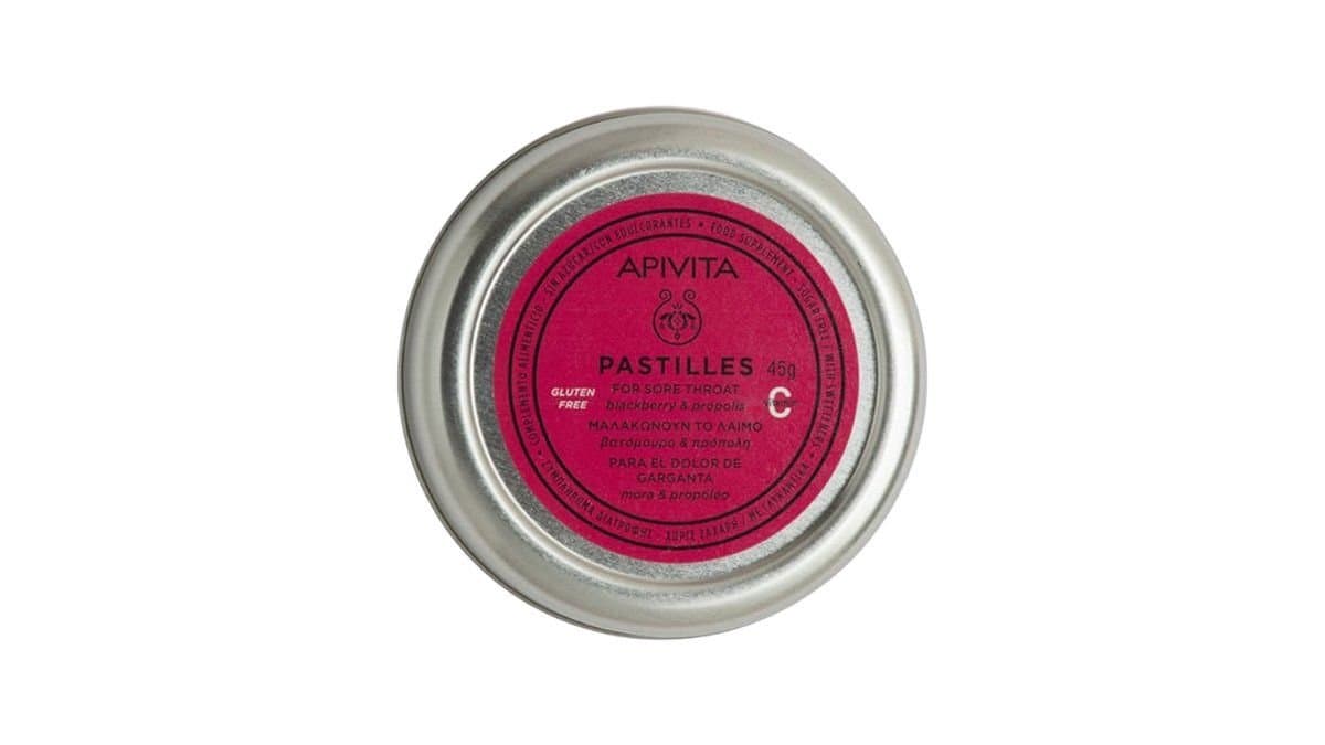 Apivita Pastilles For Sore Throat With Blackberry & Propolis, 45g