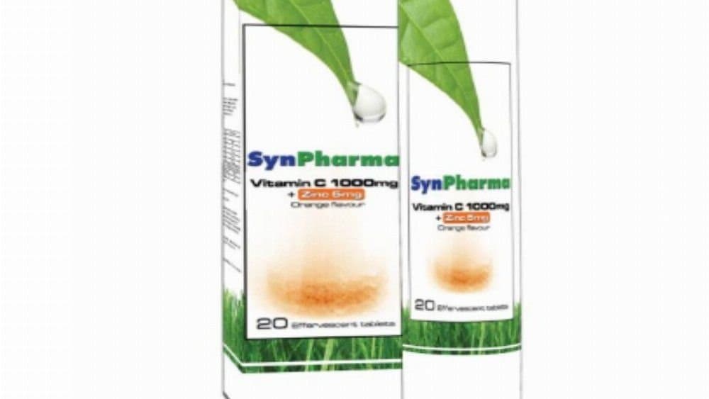 Synpharma Vitamin C 1000Mg + Zinc 6Mg 20 Effervescent Tablets