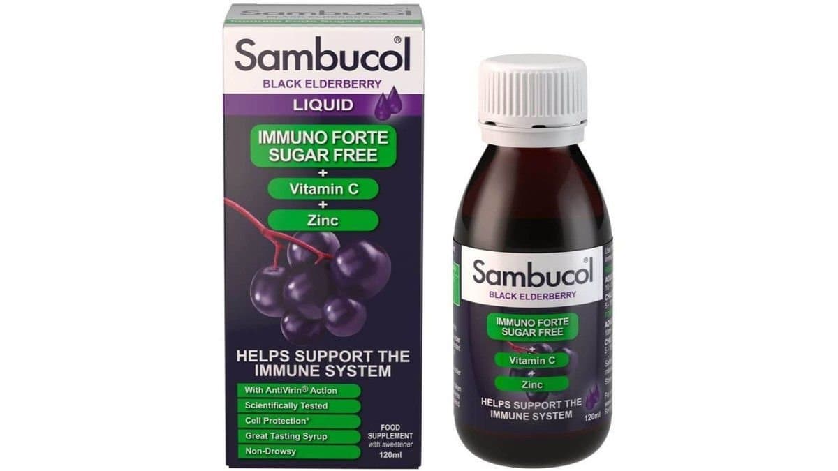 Sambucol Black Elderberry Sugar Free + Vitamin C + Zinc, 120ml