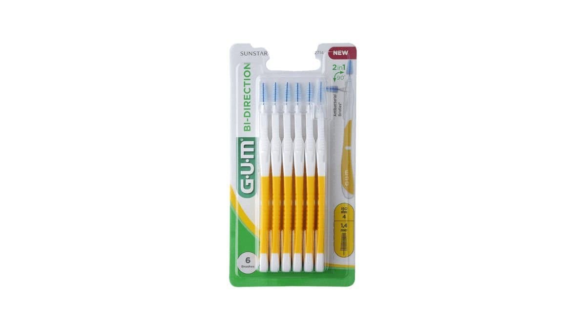Gum Bi-Directional 1.4mm Interdental Brushes 6pcs Yellow 2714