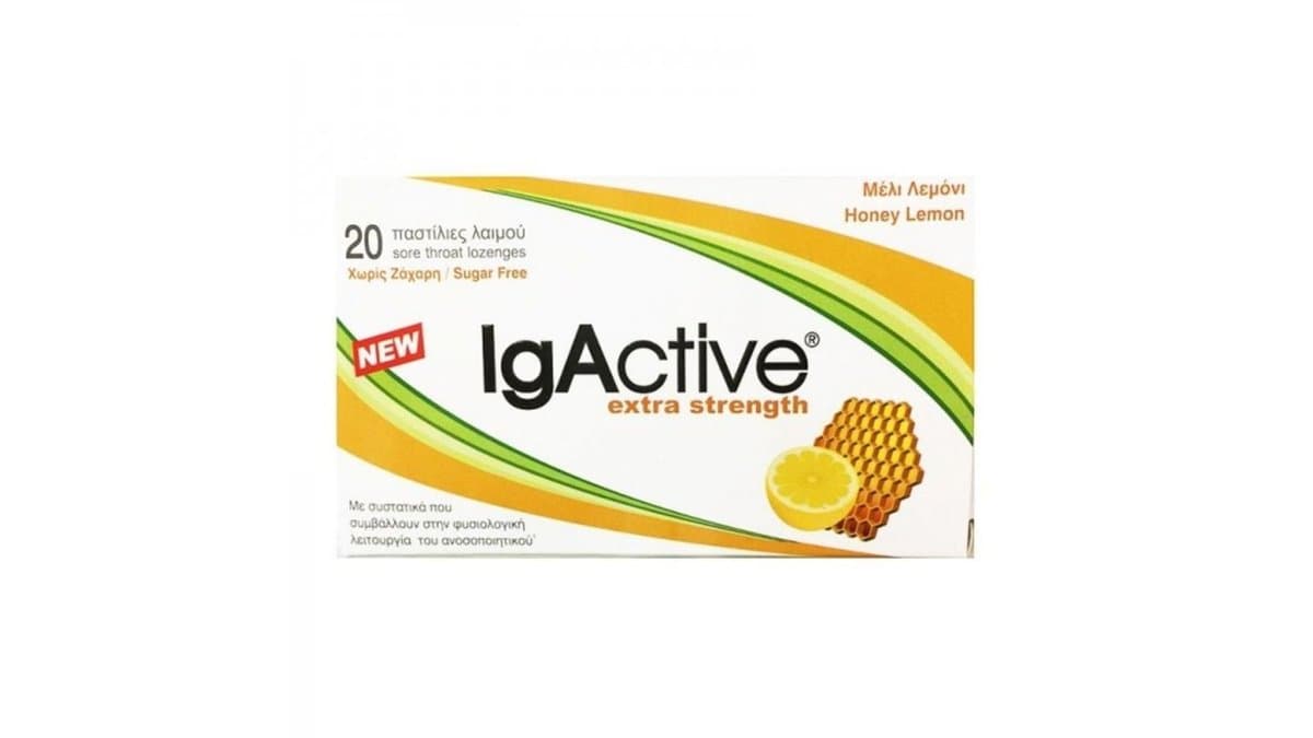 IgActive Honey Lemon Sugar Free Throat Lozenges 20pcs