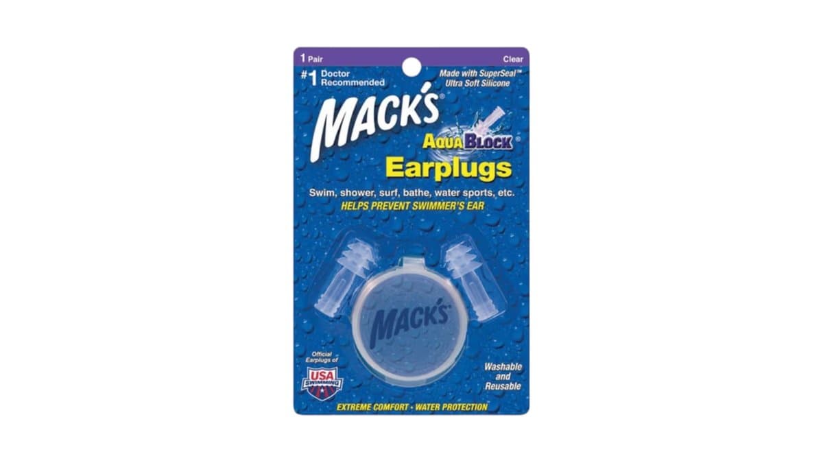 Mack's Aquablock Clear Earplugs Helps Prevent Swimmer's Ear 1 Pair