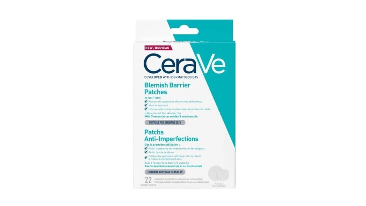 Cerave Blemish Barrier Patches 2 Sizes 22 Hydrocolloid Invisible Patches