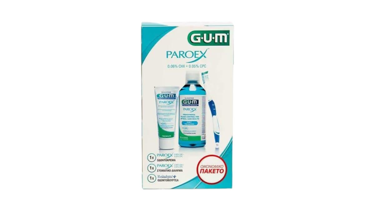 Gum Set Paroex 0.06 Toothbrush, Toothpaste And Mouthwash