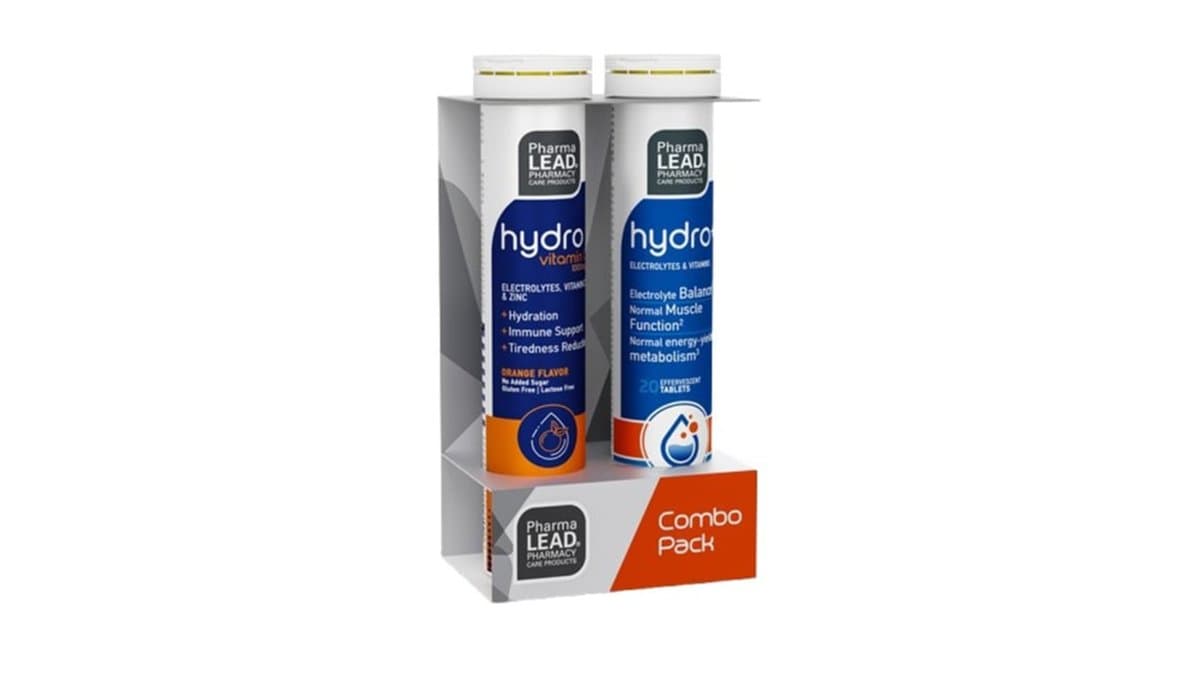 Pharmalead Hydro Vitamin C 1000mg 20 Eff Tabs Orange Flavour + FREE Hydro+ 20 Eff Tabs Lemon Flavour
