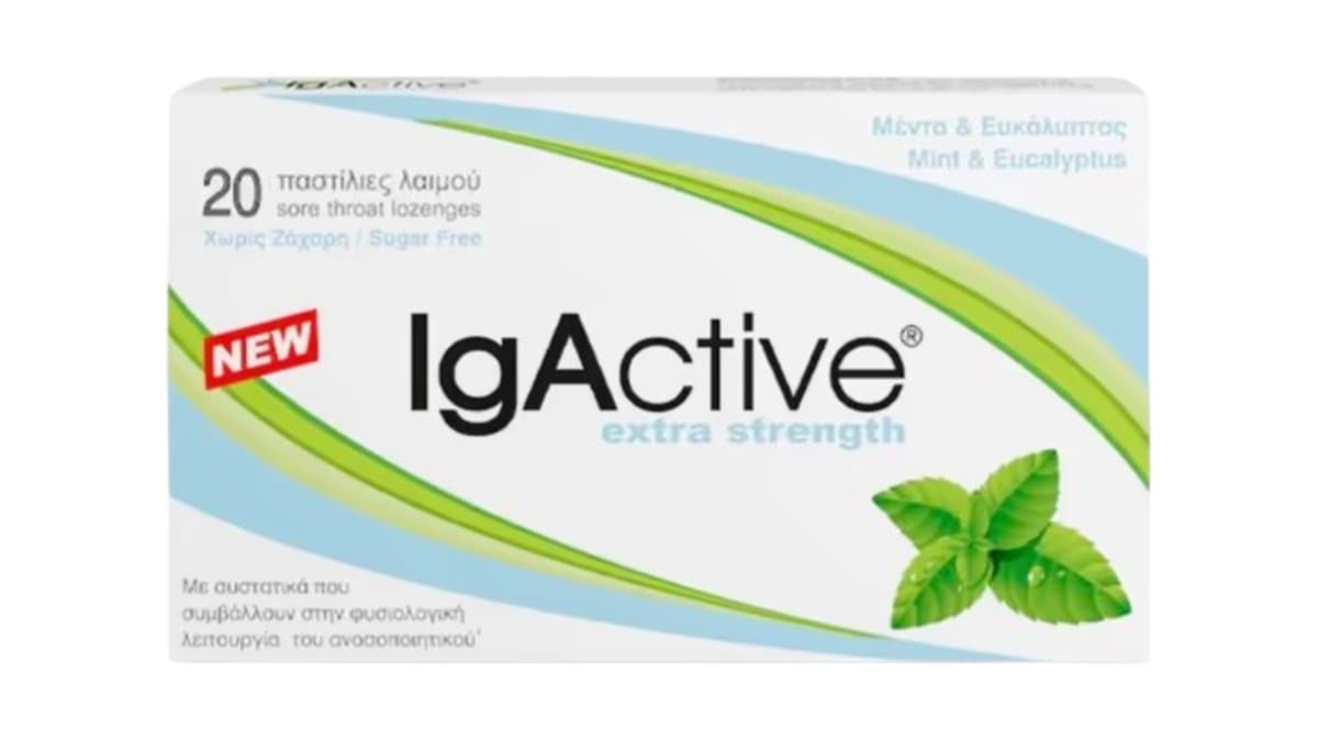 IgActive Mint & Eucalyptus Sugar Free Throat Lozenges 20pcs