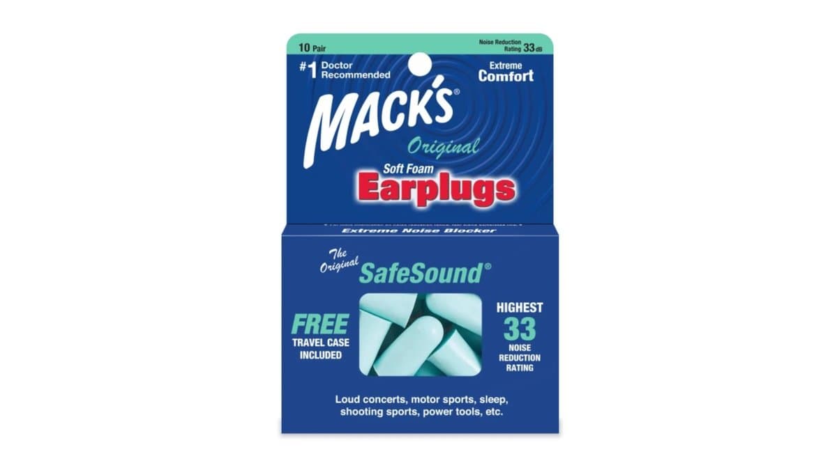 Mack's Original SafeSound Soft Foam Earplugs 33dB 10pairs