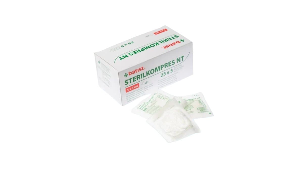Batist Sterilkompres NT Sterile Compress Non-Woven Swab 7.5 x 7.5cm 4ply 1pc (5 Swabs)
