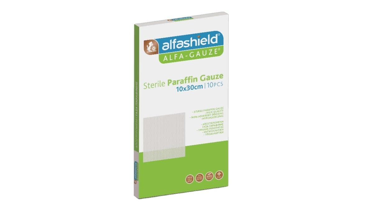 Alfashield Alfa-Gauze Sterile Paraffin Gauze 10x30cm 10pcs