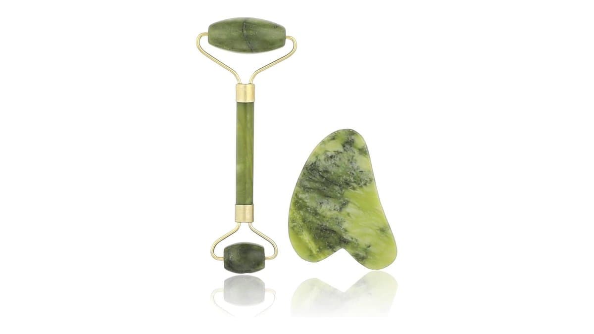 Anti-Aging Facial Massage Gift Set - Jade Roller & Gua Sha