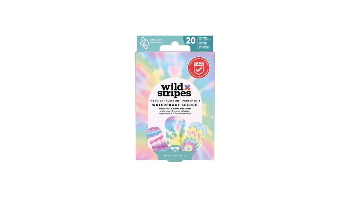Wild Stripes Waterproof Secure 20 Plasters