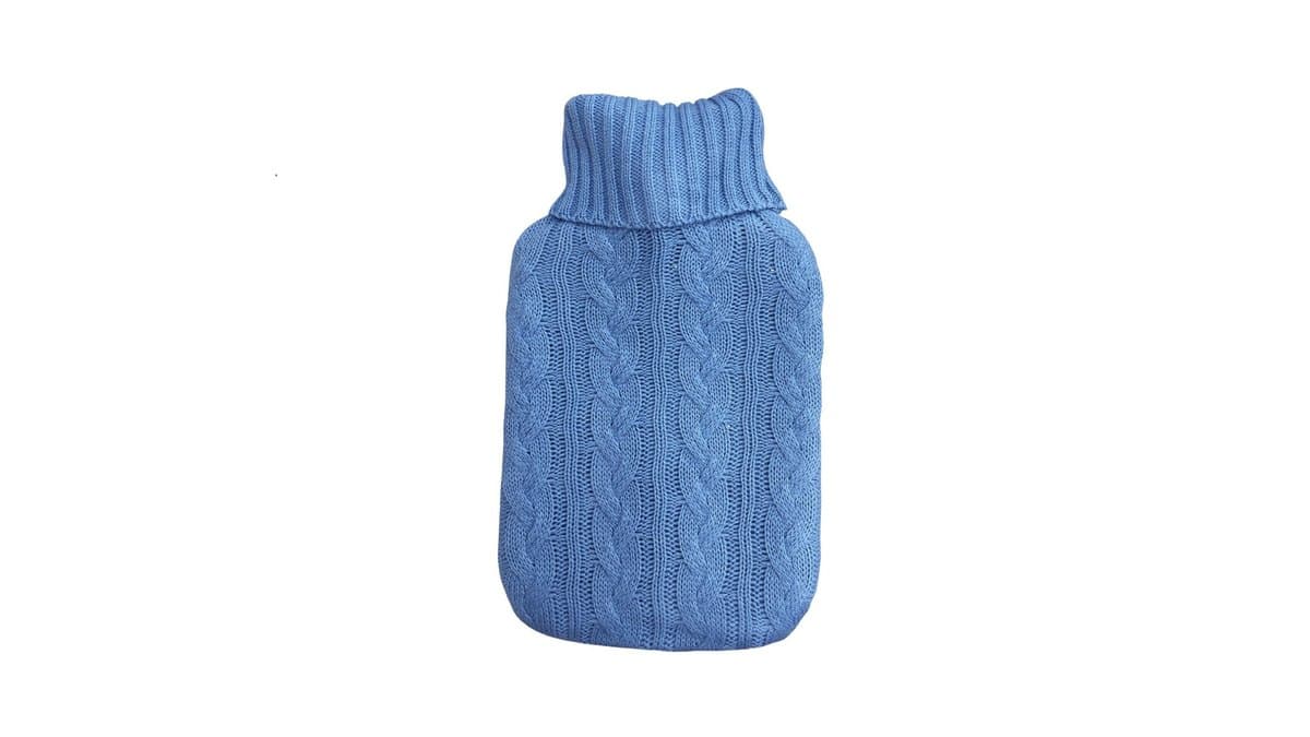 Hot Water Bottle Blue/Turquoise Knitted