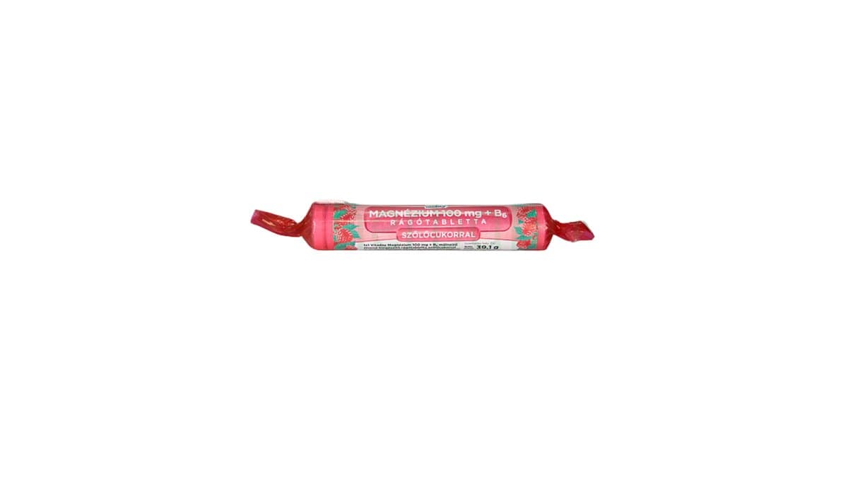 Vitaday Magnesium 100mg + B6 Chewable Tablets (With Dextrose) Raspberry Flavour