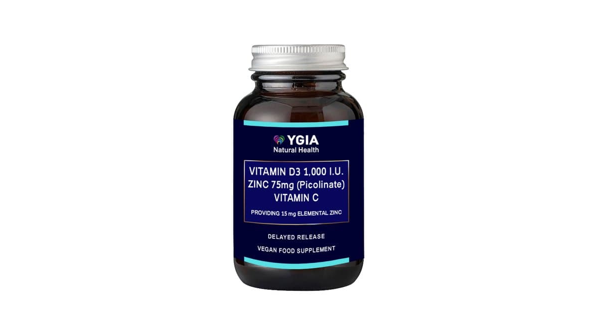Ygia Zinc 75mg, Vitamin D3 1000IU With Vitamin C 60 Caps