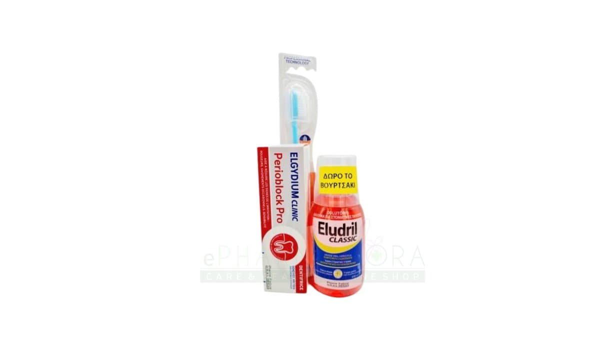 Kit Offer Eludril Classic 200ml + Elgydium Perioblock Pro Toothpaste + FREE T/br