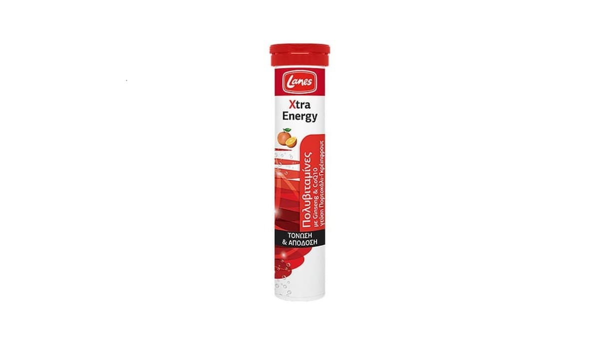 Lanes Xtra Energy Multivitamin Orange-Grapefruit Flavour Effervescent 20 Tabs