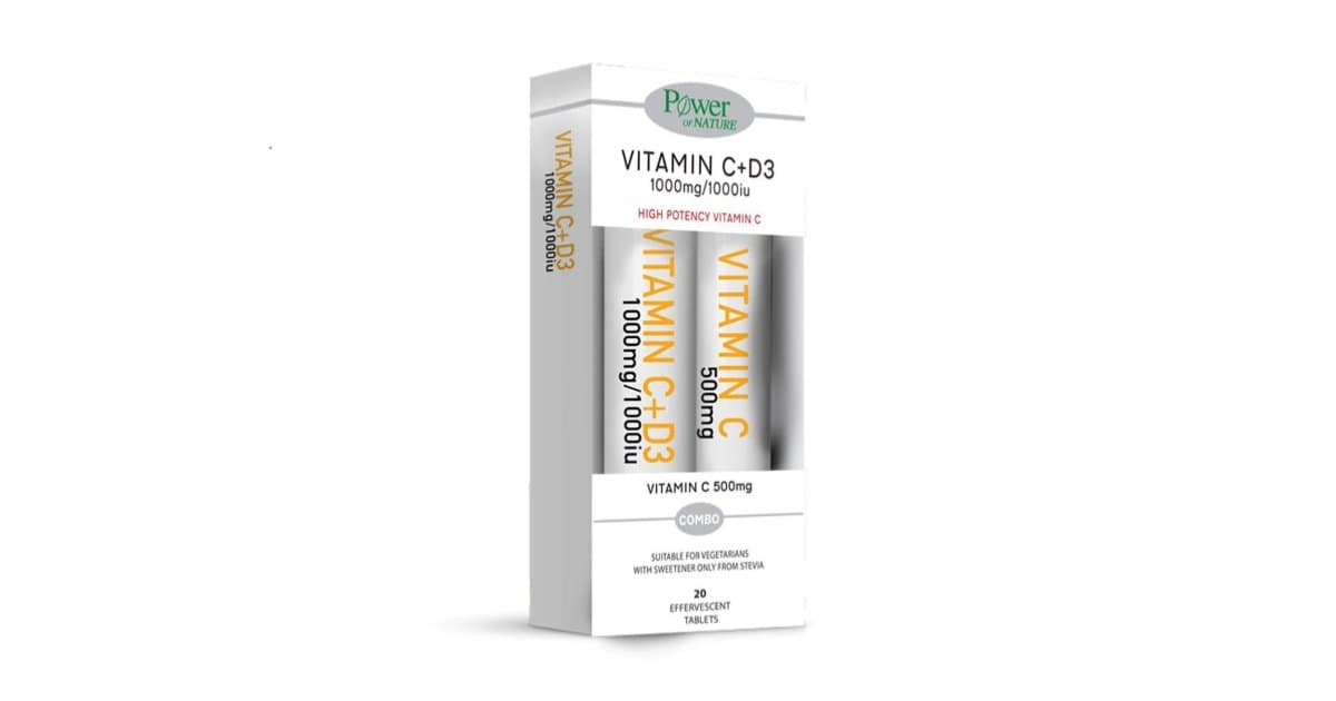 Power Health Vitamin C 1000mg + D3 Stevia & Free Vit.C 500mg