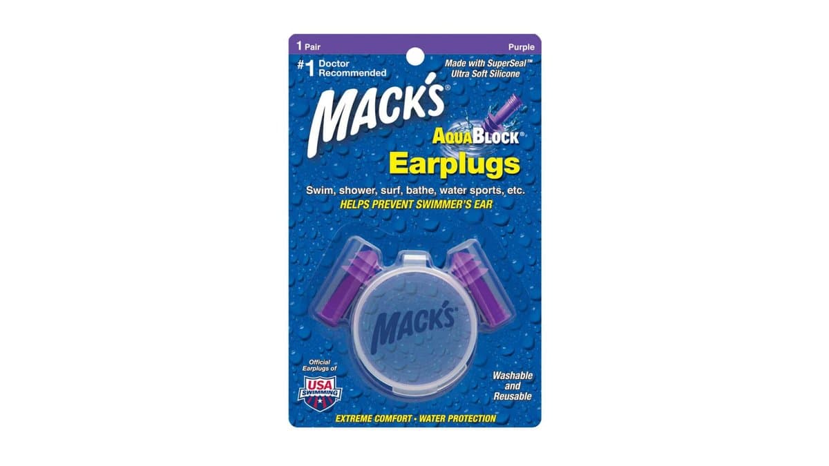 Mack's Aquablock Earplugs Helps Prevent Swimmers Ear 1 Pair