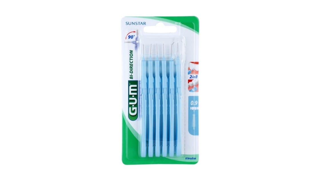 Gum Bi-Directional 0.9mm Interdental Brushes 6Pcs Blue 2314