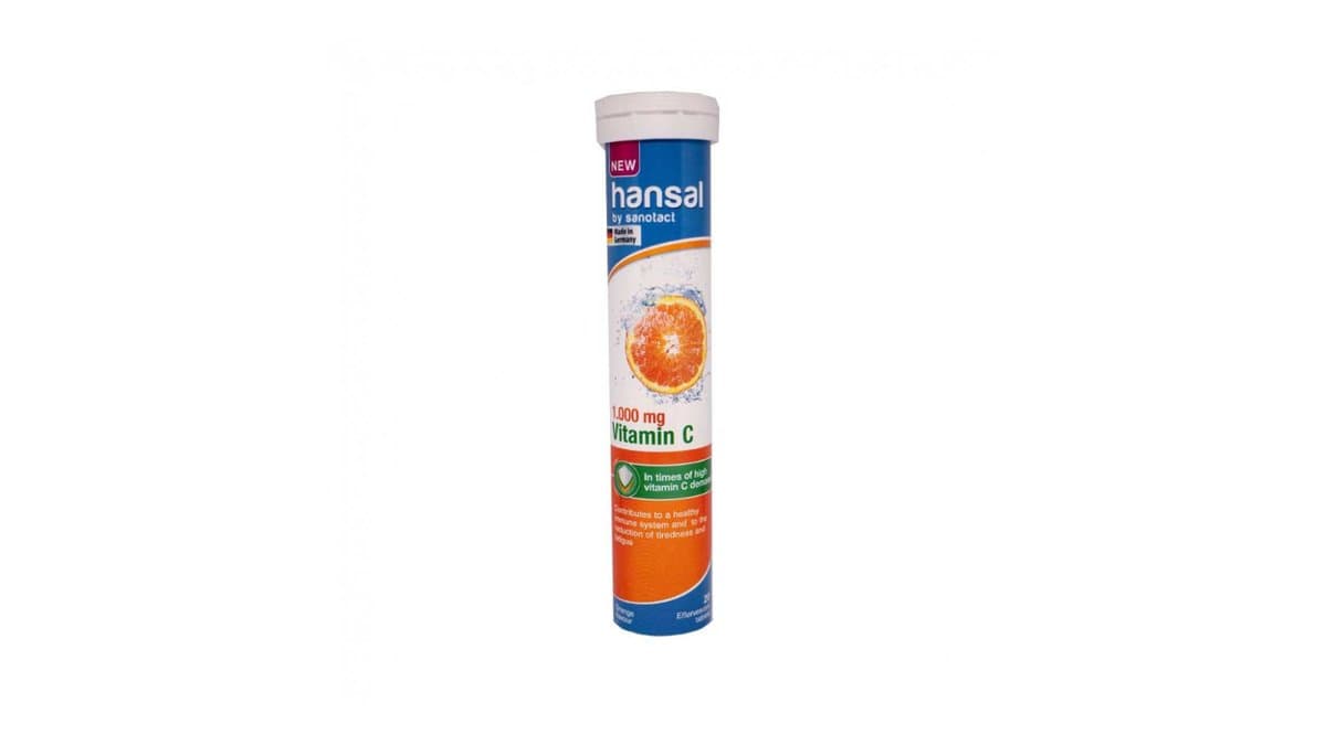 Hansal Vitamin C 1000mg 20 Effervescent Tabs Orange Flavour