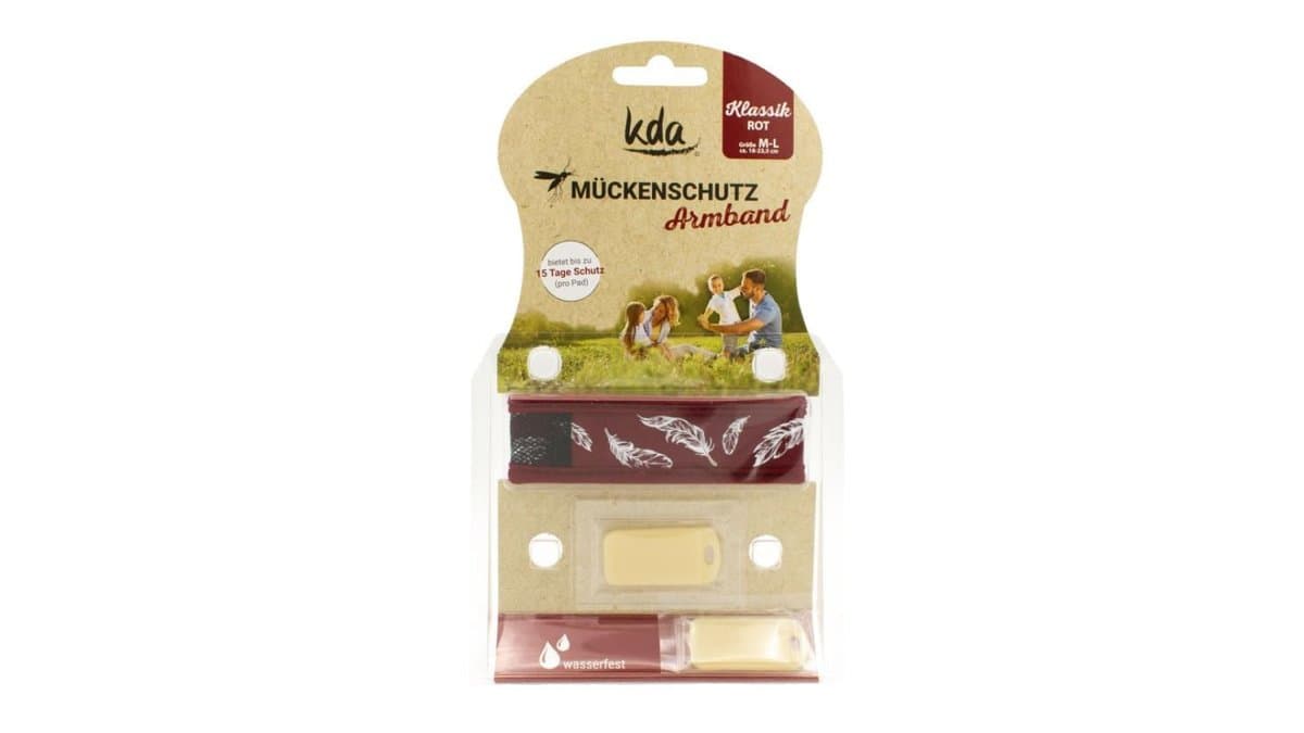 KDA Wristband Anti-Mosquito Adults Classic Red White Feathers M-L