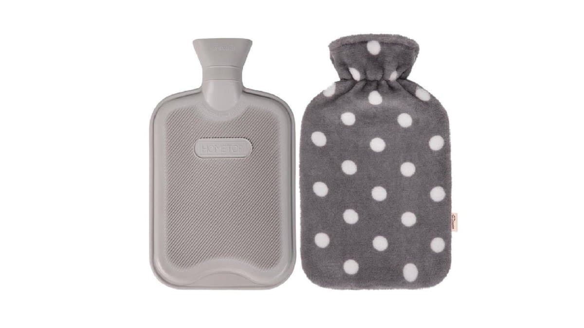 Hot Water Bottle Grey Knitted Polka Dots